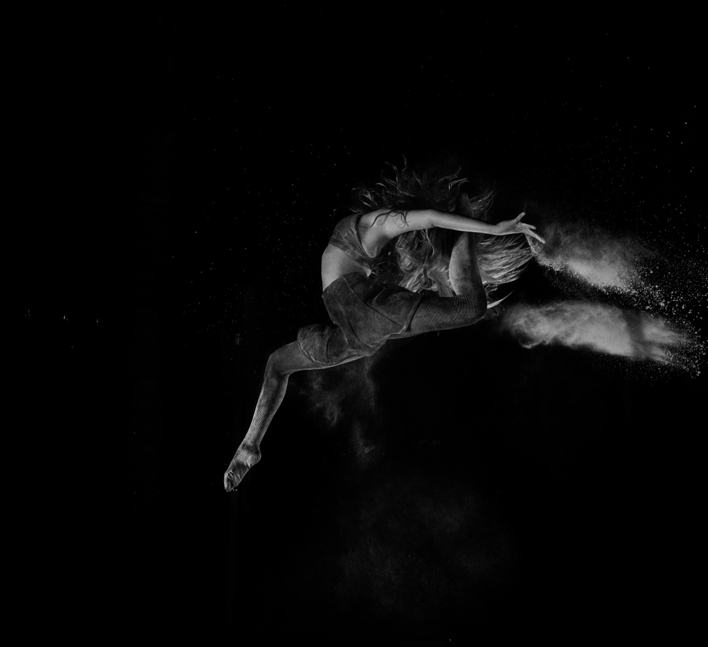 Experimental black and white dancer portrait photography